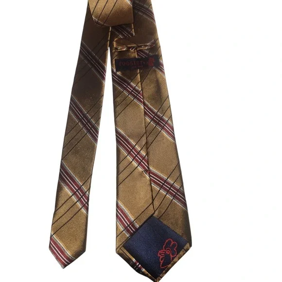 Rooster Tie Men's Neckwear Gold Lattice Pattern - Picture 3 of 3